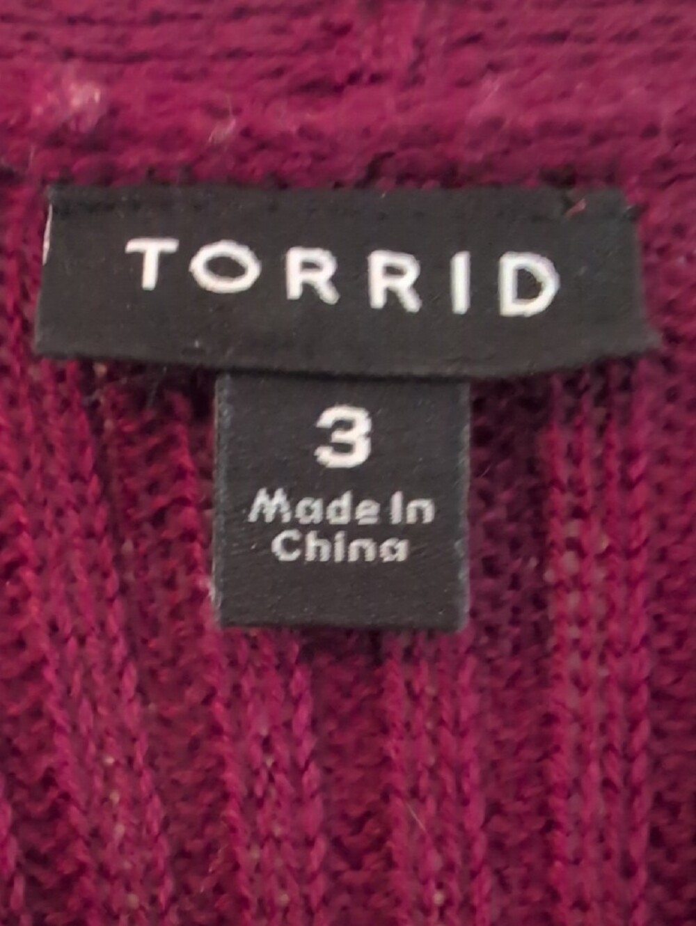 Torrid Long Ribbed Open-Front Cardigan - Burgundy - Picture 3 of 3